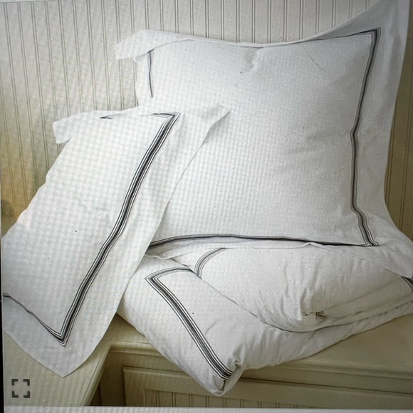 Ballard Designs Amelie embroidered shams (2) and standard pillow cases (2) Gray. - Picture 5 of 8